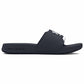 side view of the black Under Armour Women's Ignite Select Slides.