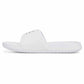 instep side view of the white Under Armour Women's Ignite Select Slides