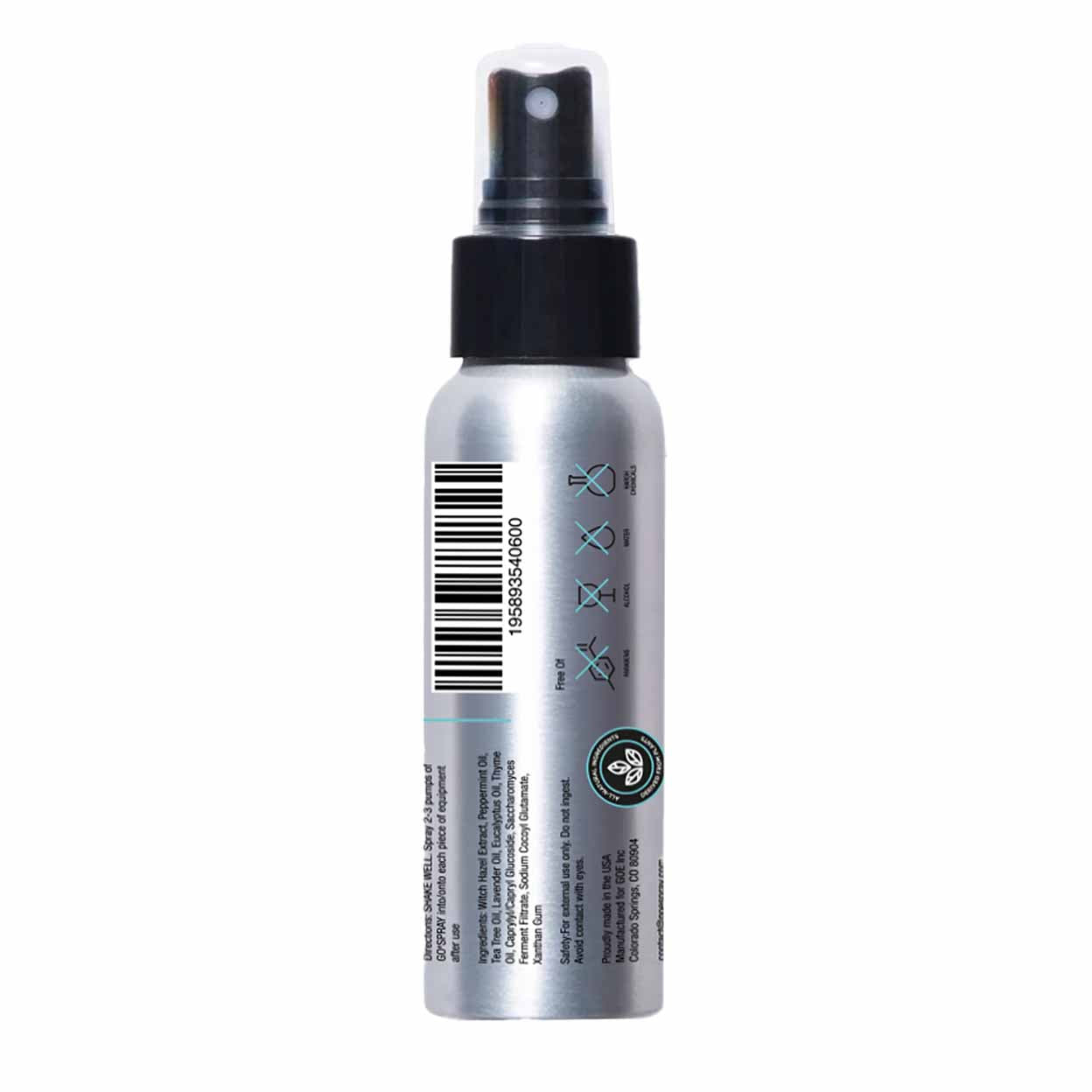 back of the GOeSPRAY All Natural Odor Eliminating Spray can