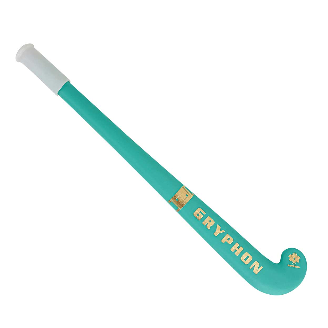 back of the teal field hockey stick pen with the cap on.