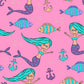 Mermaids and fish on a purple background pattern for Hocsocx Under Shin-Guard Socks.