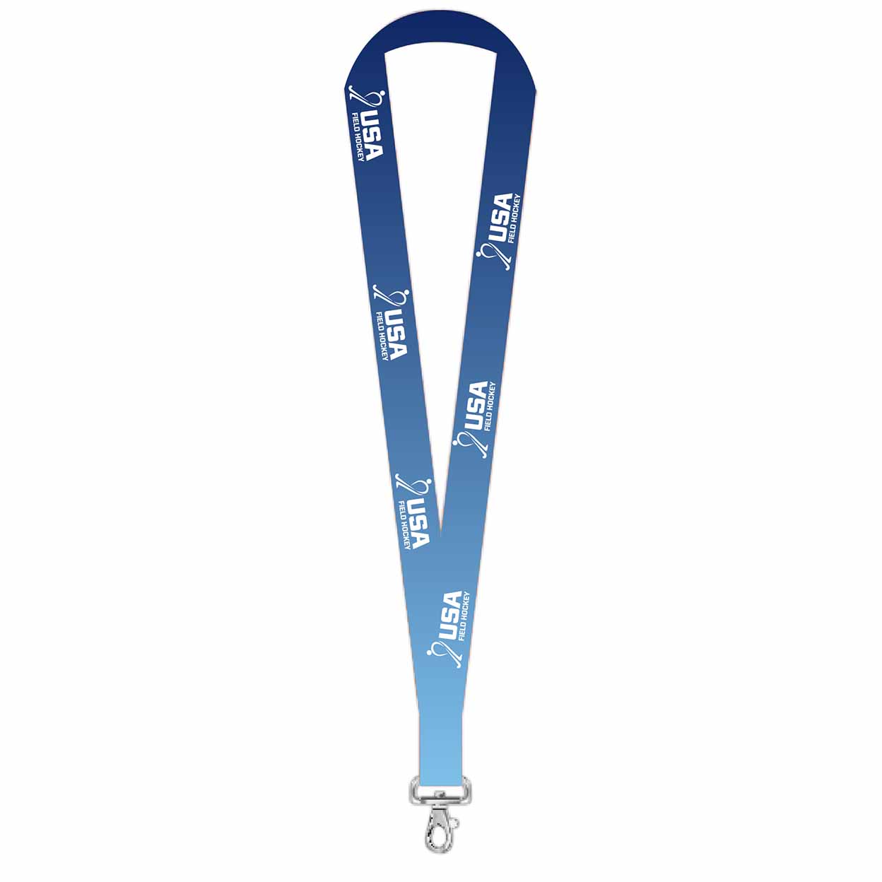 Blue lanyard with 'USA' branding on a white background