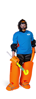 Goalkeeper in full OBO OGO goalie gear.