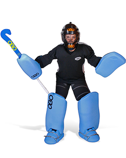 Goalkeeper in full OBO Yahoo goalie equipment.