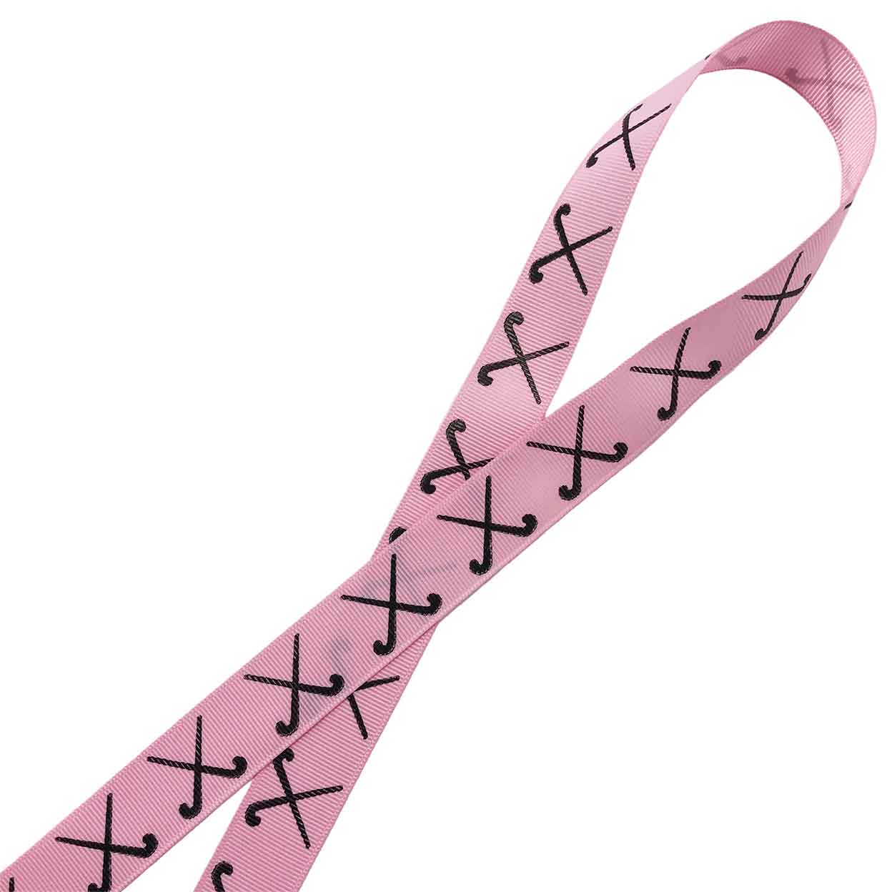 Pink Field Hockey Printed Grosgrain Ribbon-By-The-Yard
