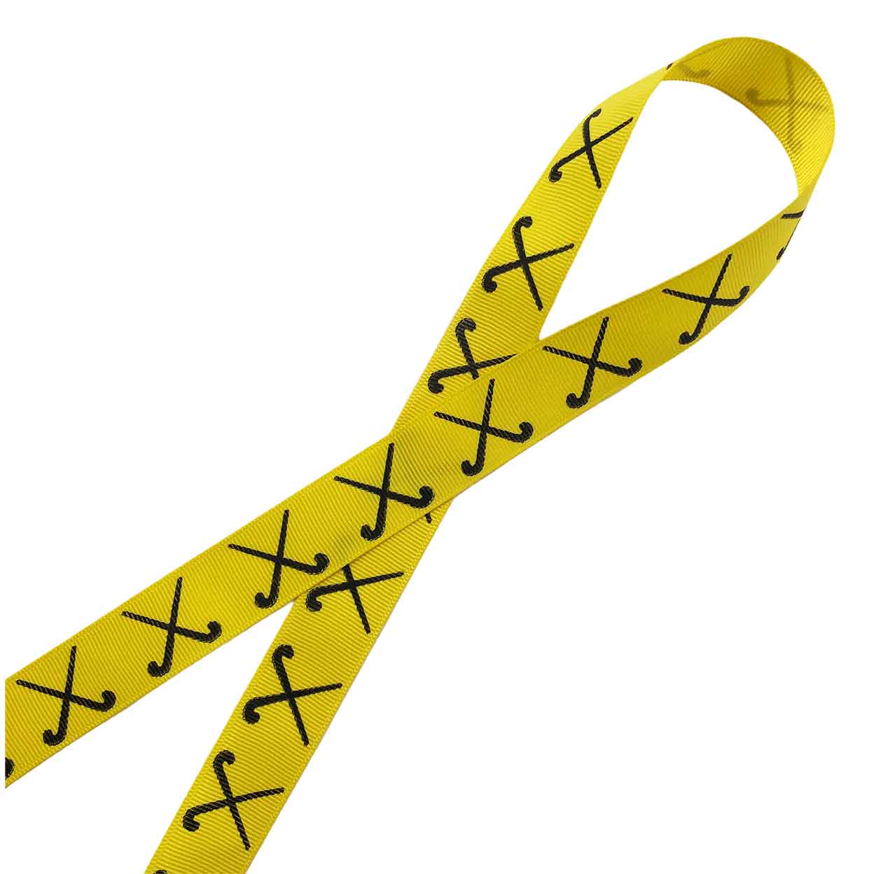 Yellow Field Hockey Printed Grosgrain Ribbon-By-The-Yard