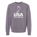 Front of a purple USA Field Hockey Pigment-Dyed Crewneck Sweatshirt