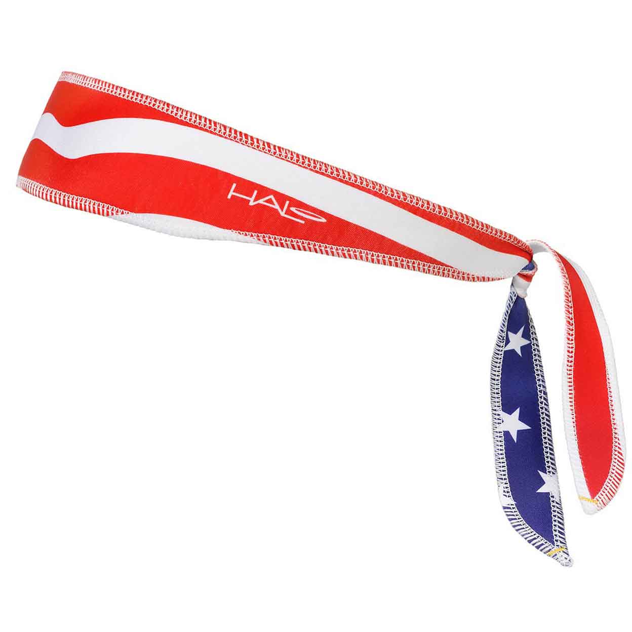 red and white striped side of the USA Flag Switchback Printed Halo I Tie Headband