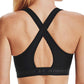 Back of a model wearing the black Under Armour Crossback Mid Bra.