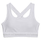 white Under Armour Crossback Mid Bra front.