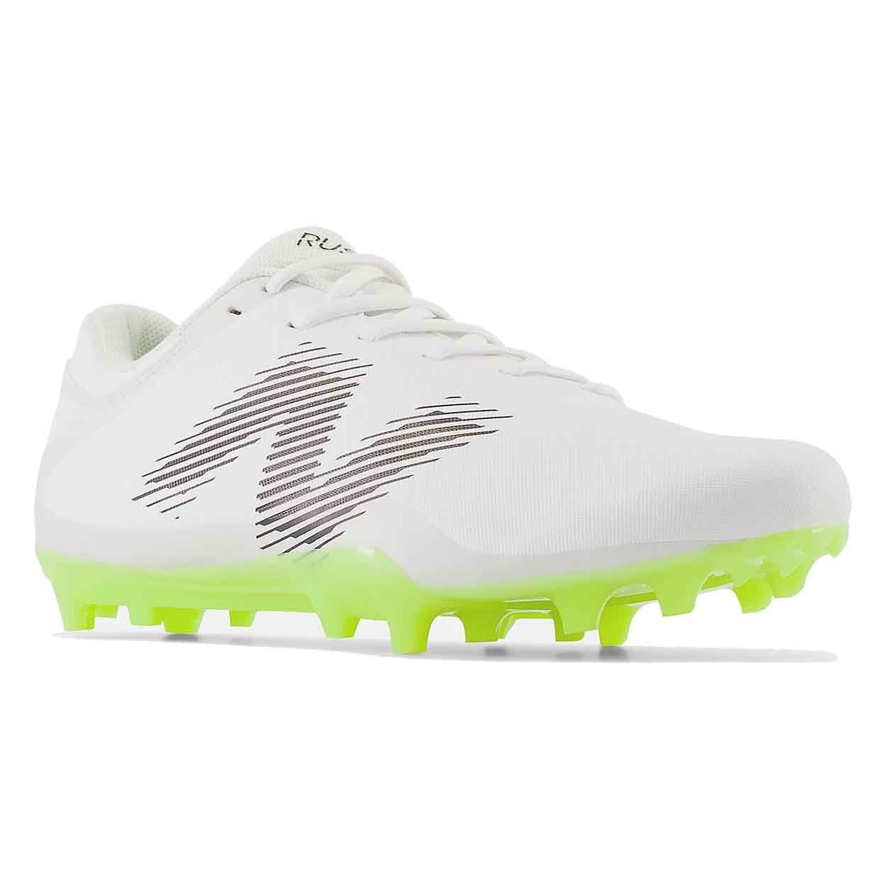 angled front view of the New Balance Rush V4 Low Cleats