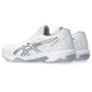 angled back view of a pair of white Asics Gel-Rocket 11 Indoor Shoes