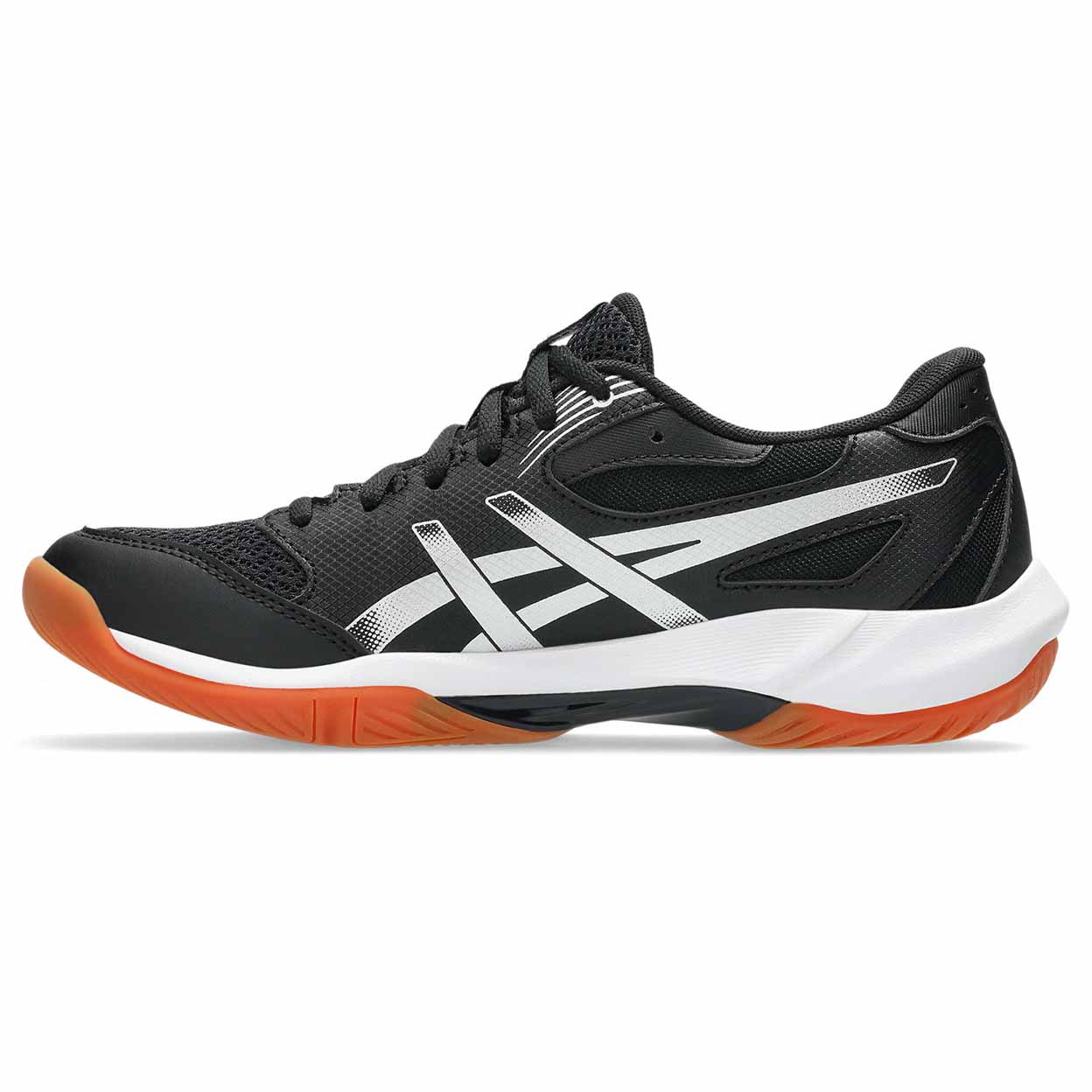 Black with orange non-marking sole ASICS Gel-Rocket shoes
