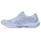 Light blue athletic ASICS Gel-Rocket 12 indoor court shoes on a white background