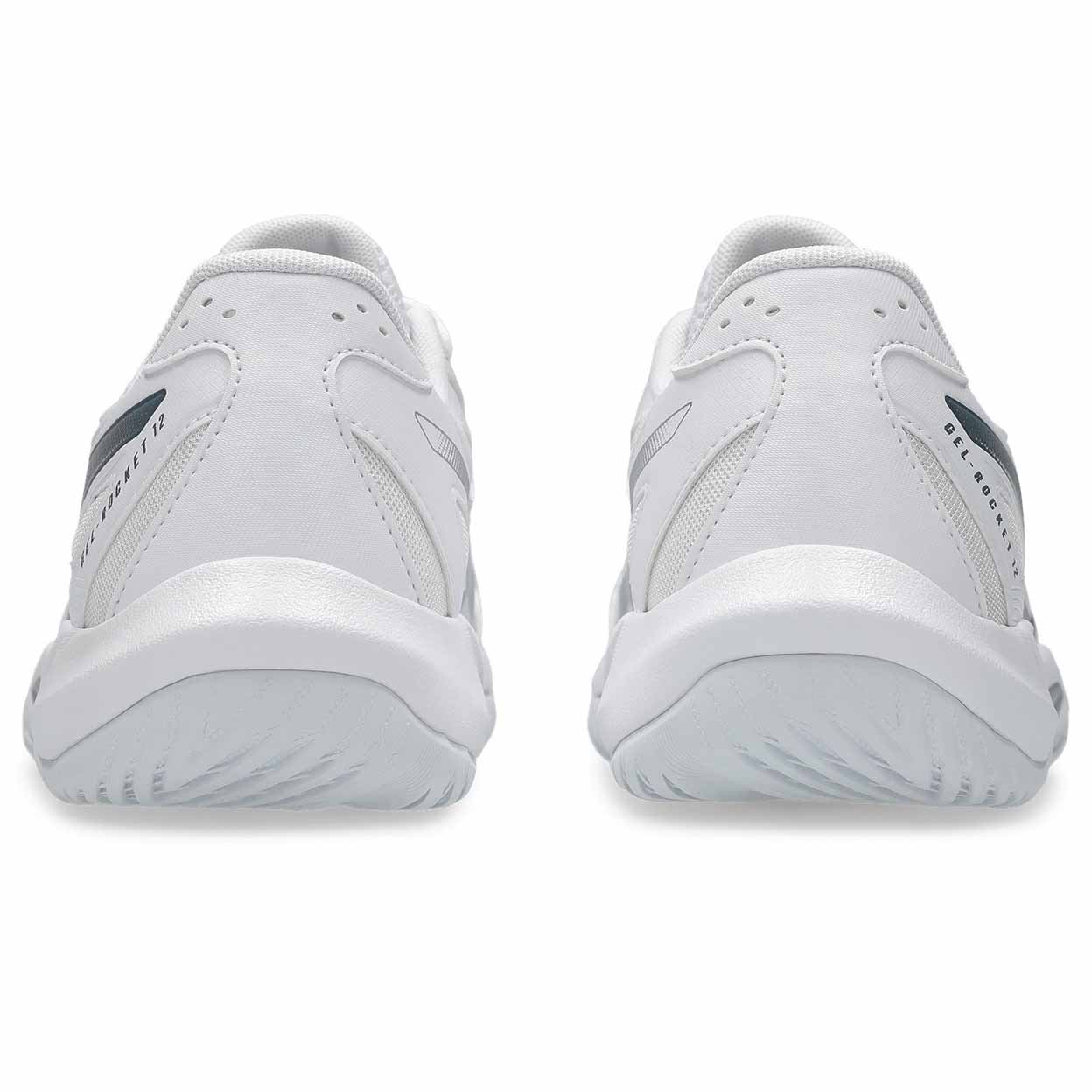 White athletic shoes with visible brand logo on a white background