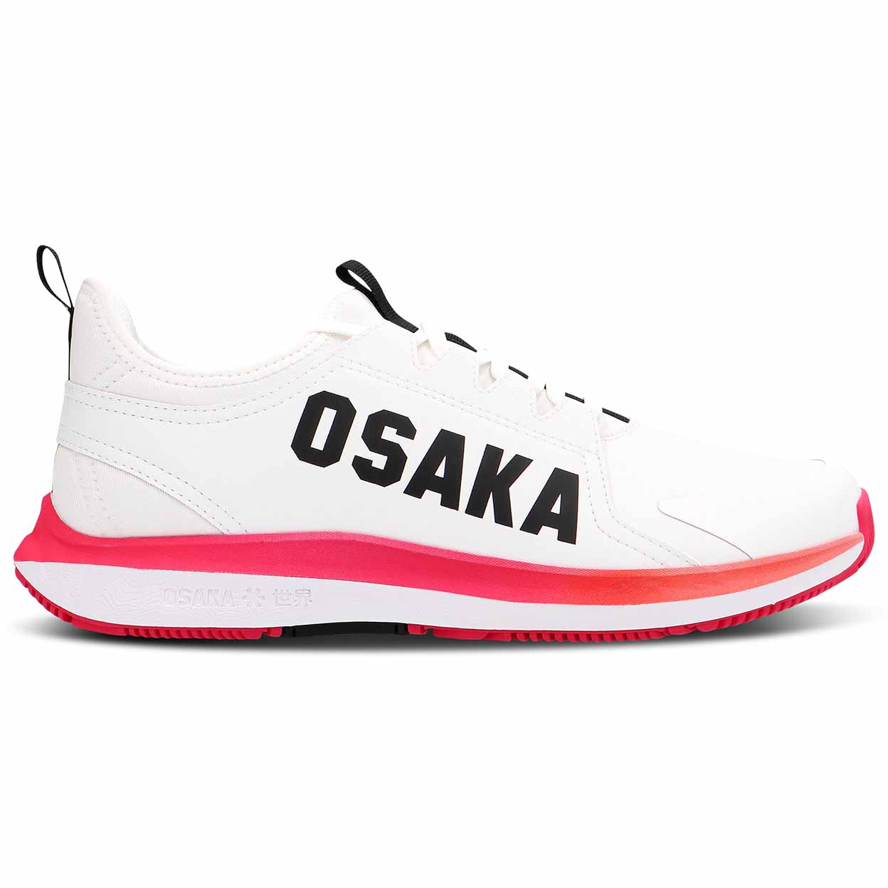 Side of the white and pink Osaka Furo Court Indoor Shoes
