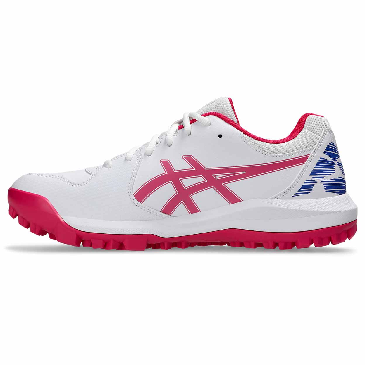 side of the pink and white Asics Gel-Lethal Field 2 Turf Shoes