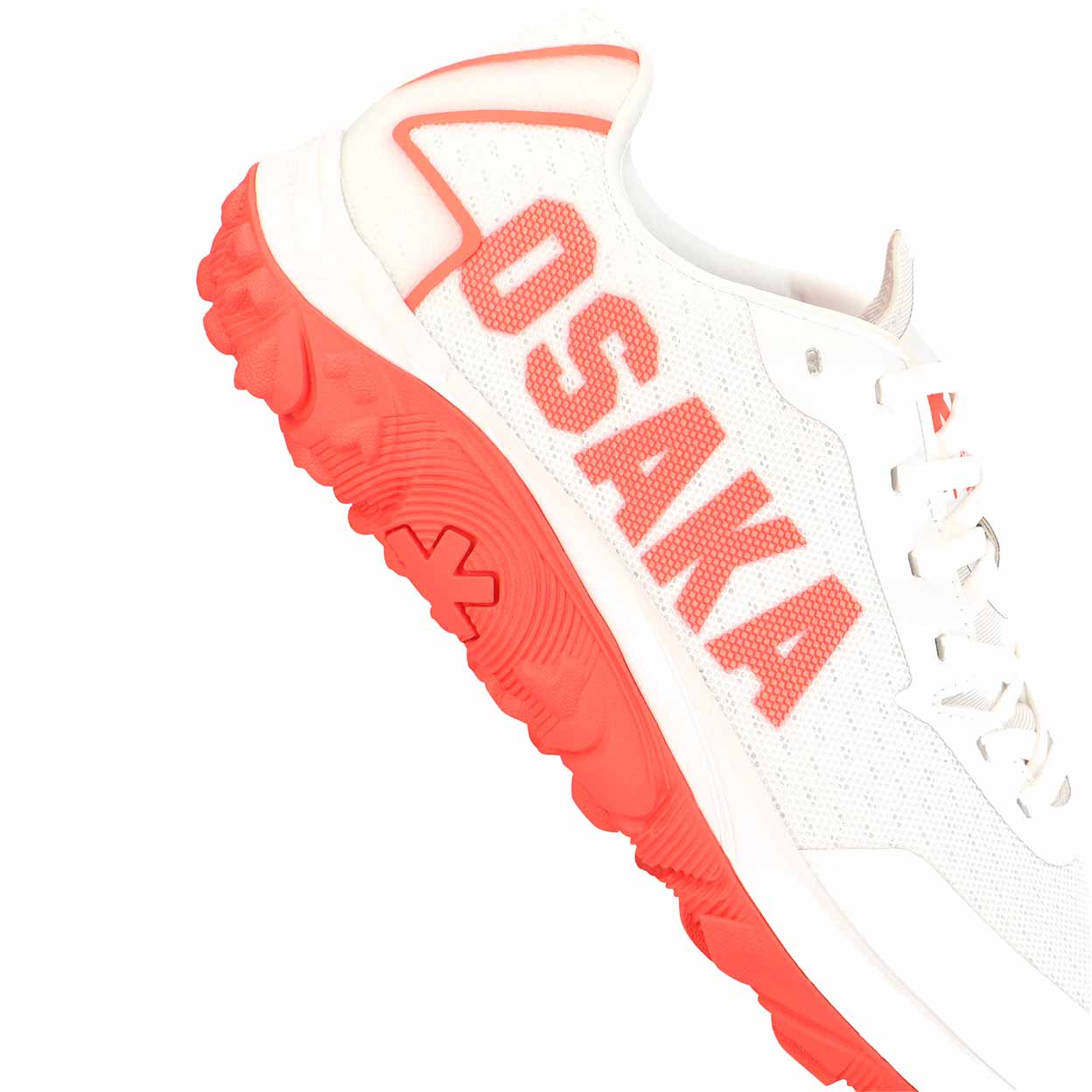 Detail on side  of the white Osaka Kai Field Hockey Turf Shoes