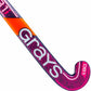 Pink and orange Grays hockey stick on a white background