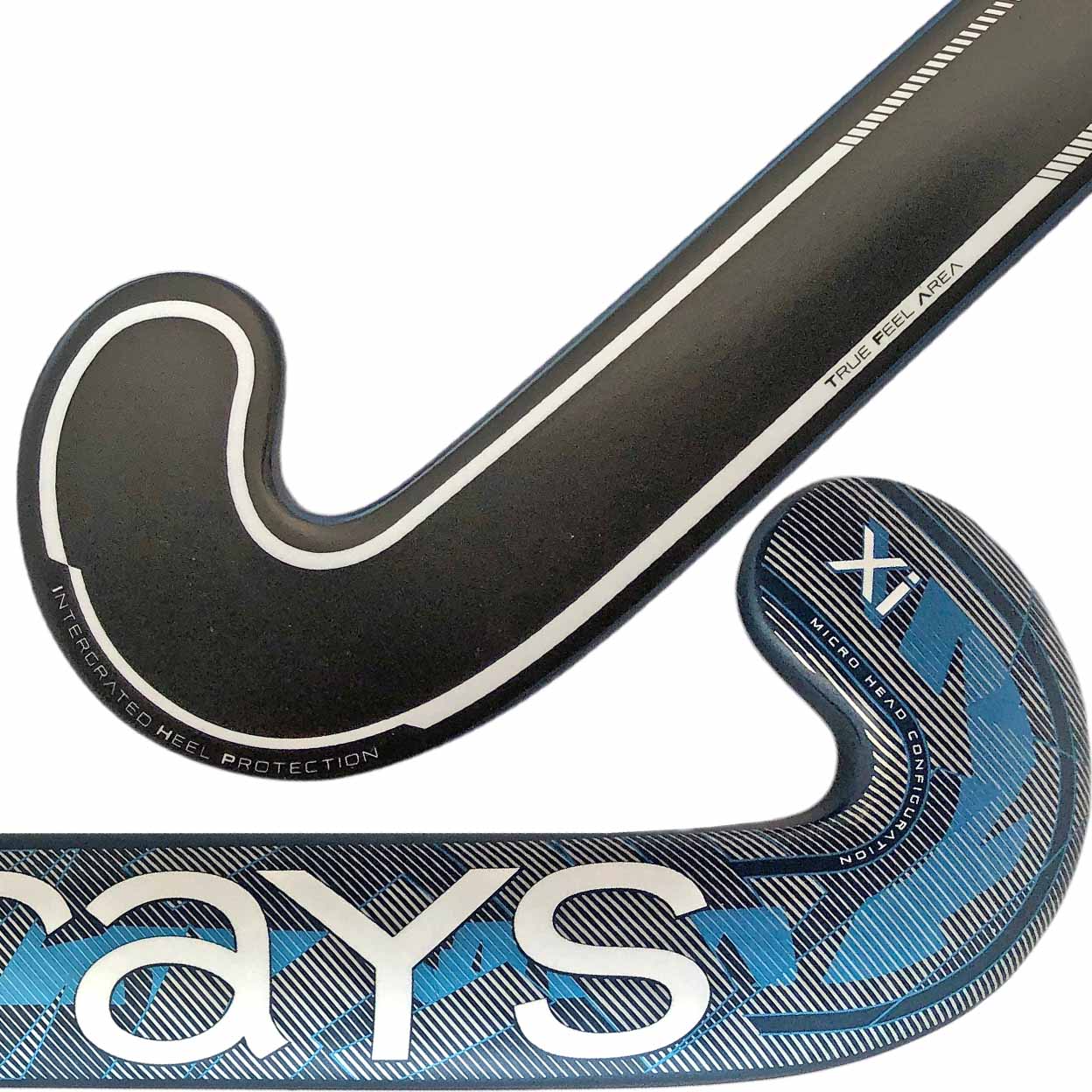 Close-up of a hockey stick with 'Grays' branding on a white background