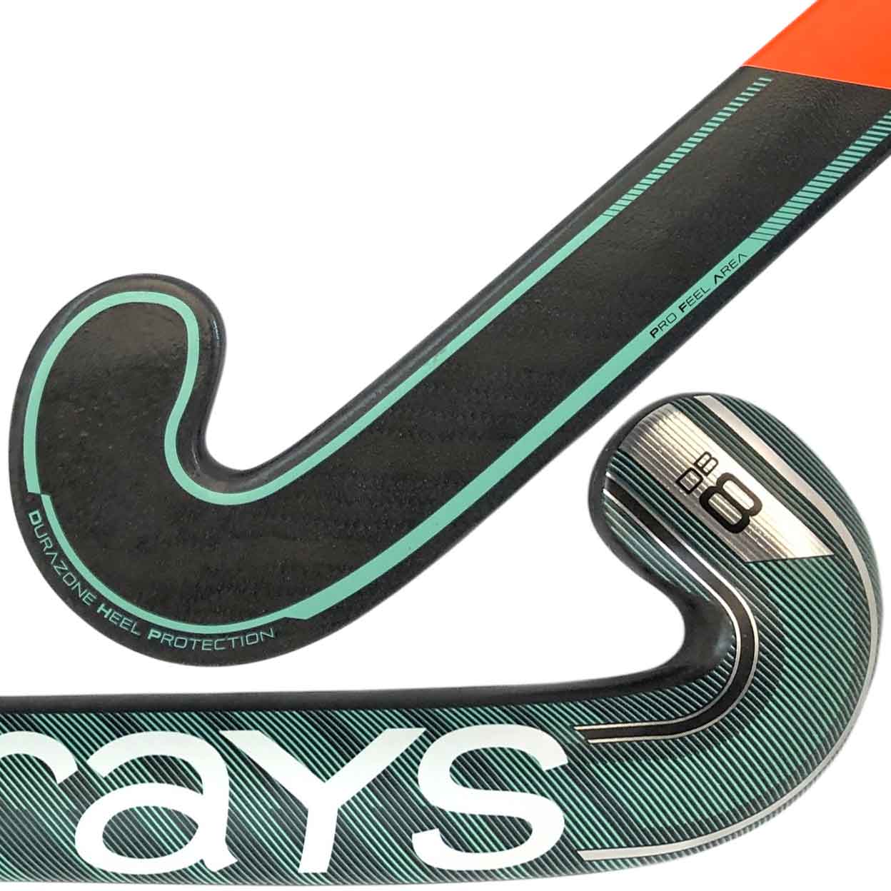 Grays DB8 Composite Field Hockey Stick – front view showing full stick with logo and textured detailing.