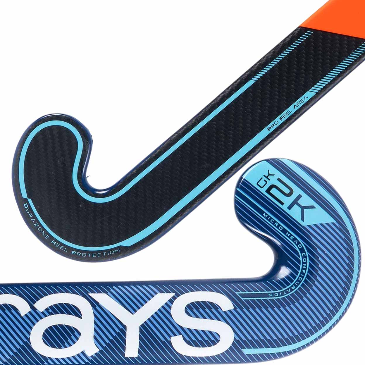 Close-up of a hockey stick with 'Grays' branding on a white background