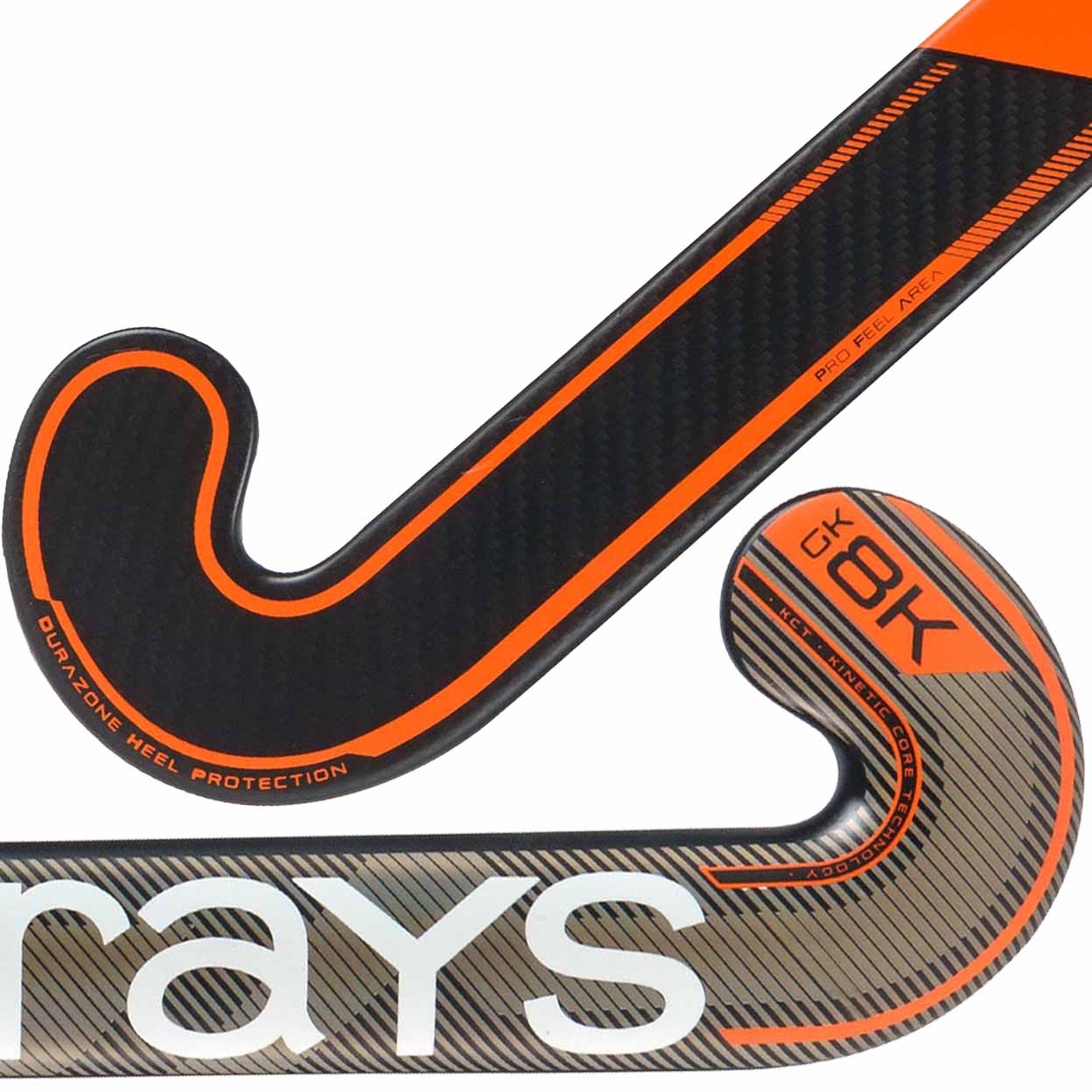 Closeup of the toes on the Grays GK8000 Goalie Composite Field Hockey Stick