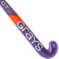 Purple and orange Grays GT3 hockey stick on a white background
