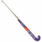 Hockey stick with purple and orange design on a white background