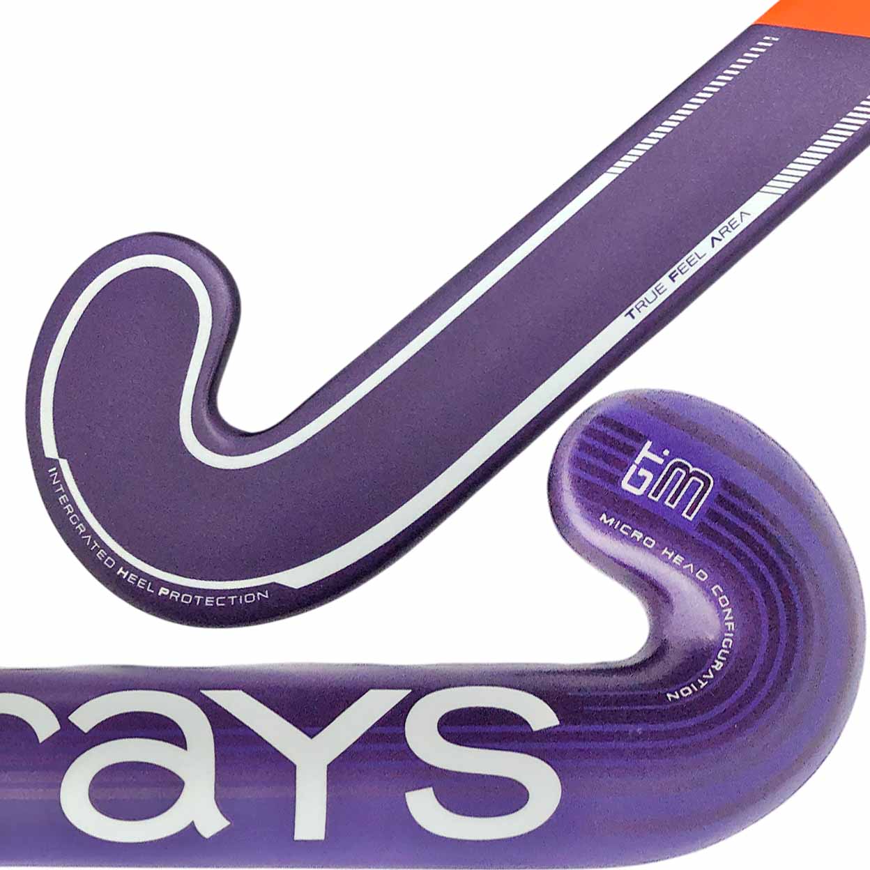 Purple and orange hockey stick with 'Grays' branding on a white background