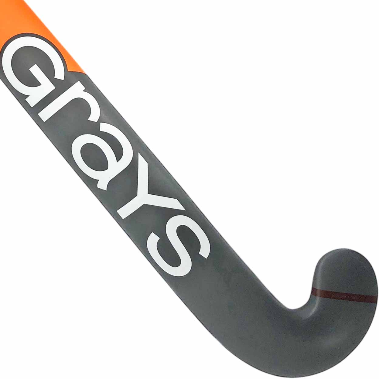closeup of the back of the grey Grays GTi3500 Dynabow Indoor field hockey stick