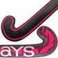 Black and pink hockey stick with 'grays' branding on a white background