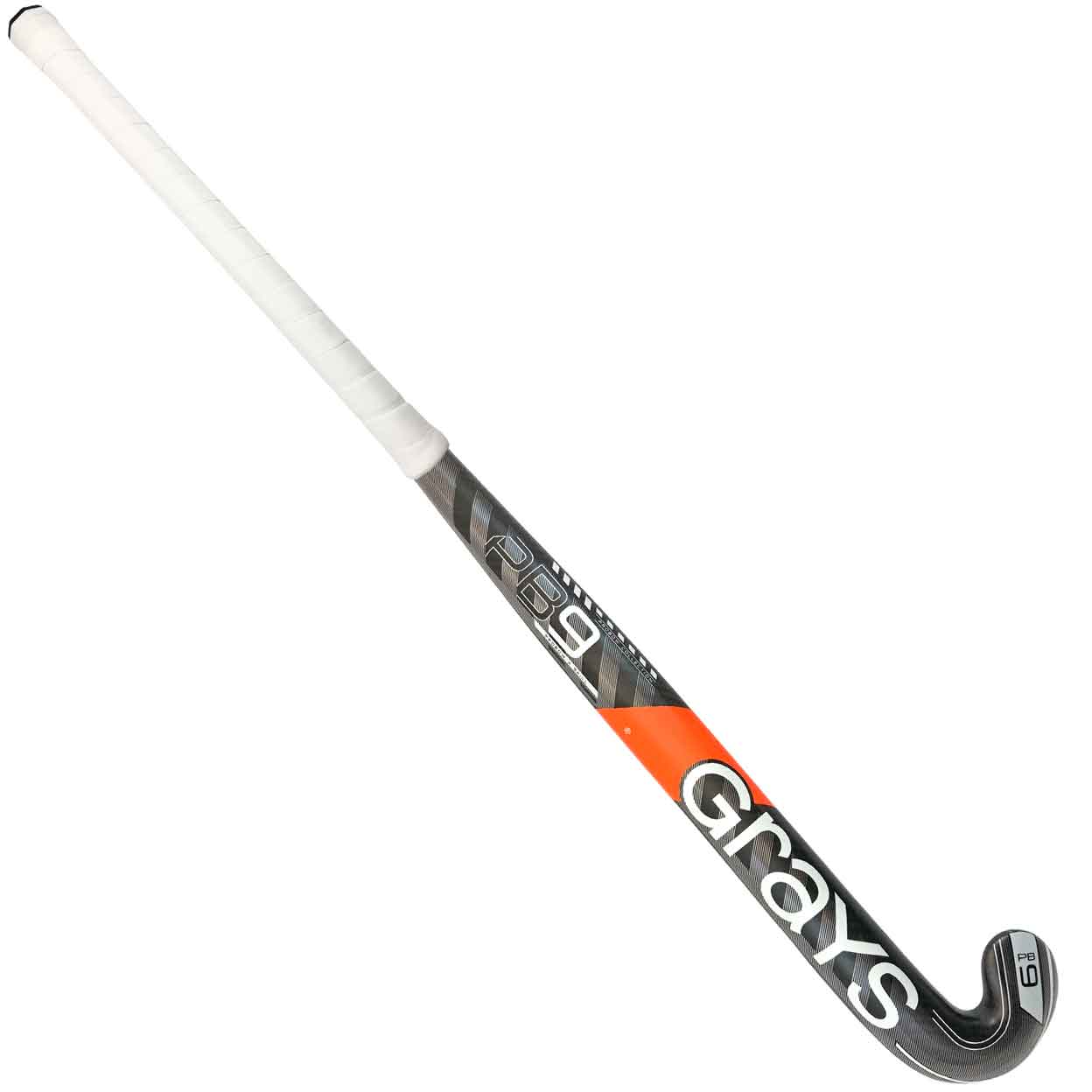 Full back view of the Grays PB9 Composite Stick highlighting the textured carbon face and Pro Feel Area design.