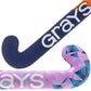 close up of the toes of the purple Grays Aftershock Field Hockey Stick