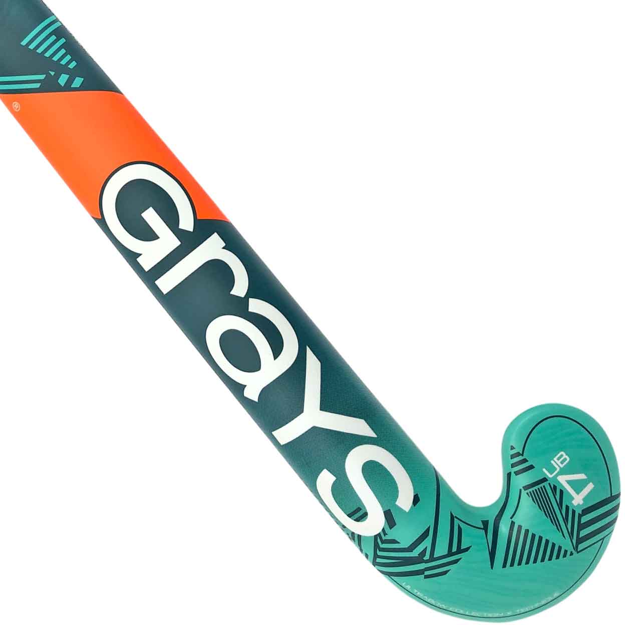 closeup of the back of the green Grays UB4 Composite Stick