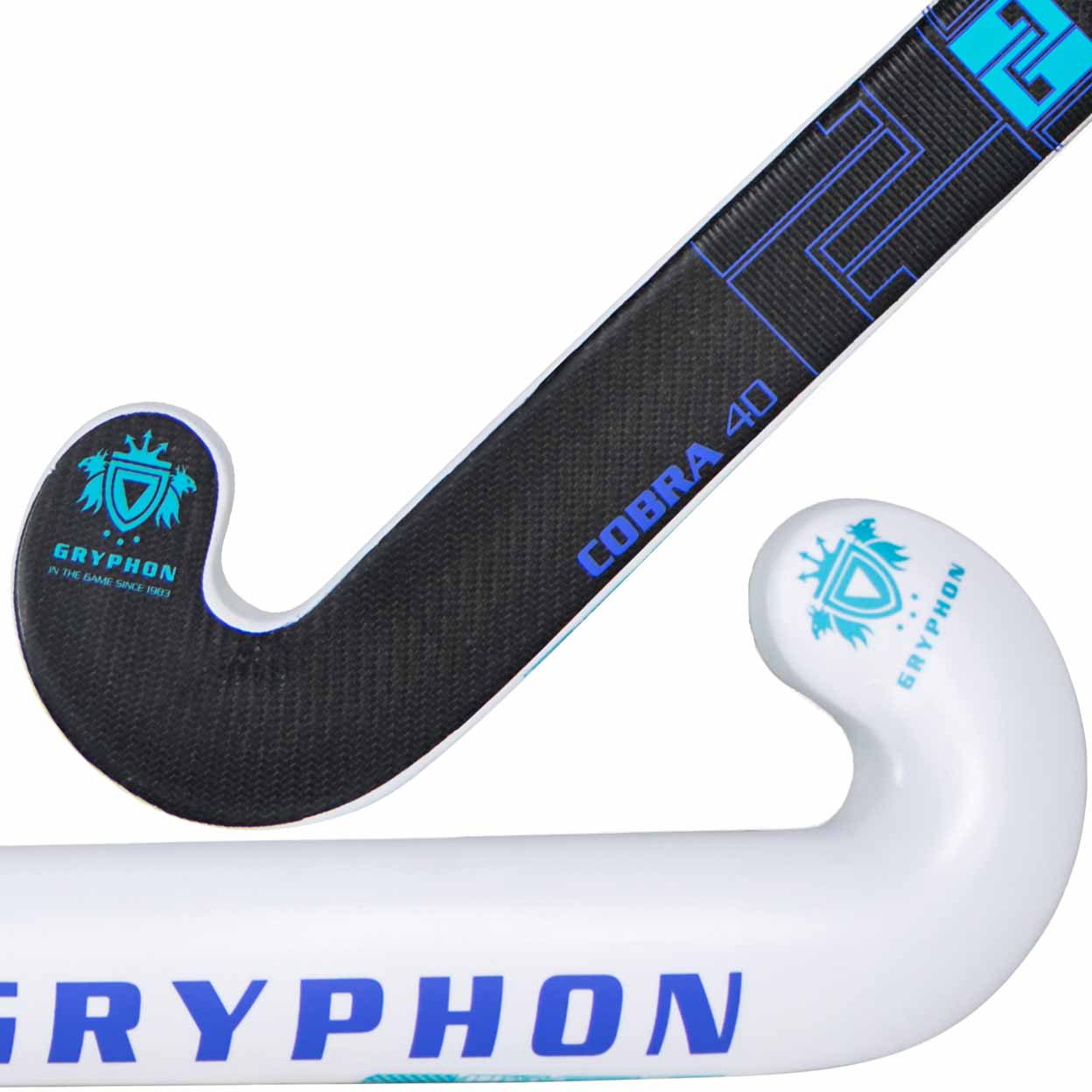 Hockey stick with 'Gryphon' branding on a white background