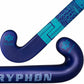 purple and teal hockey stick with 'Gryphon' branding on a white background