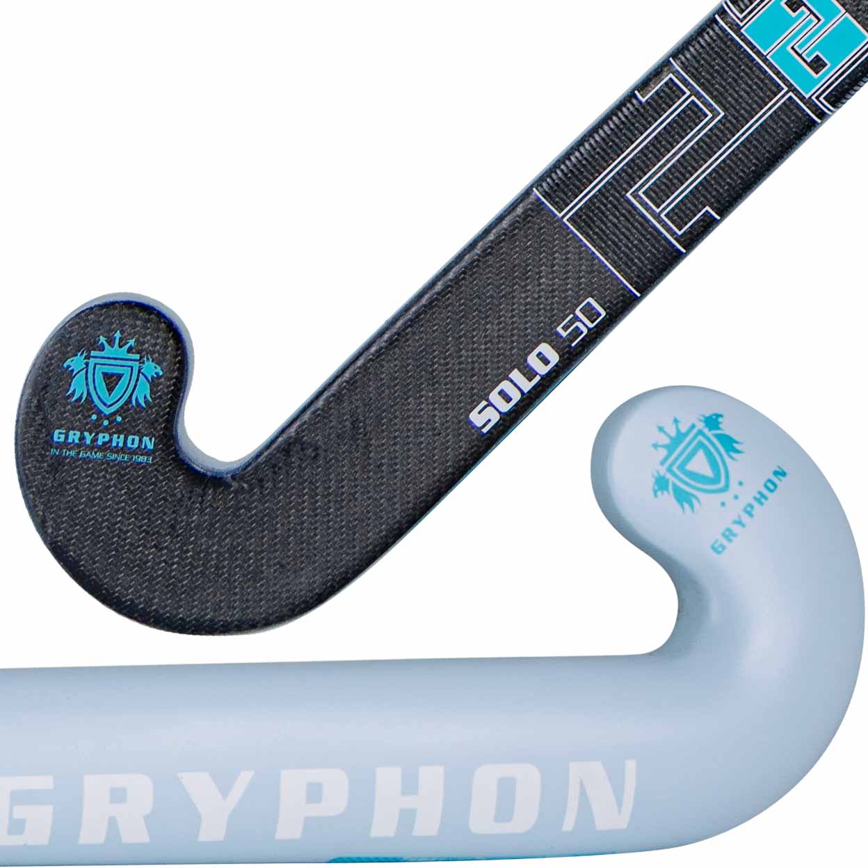 Hockey stick with Gryphon branding on a white background