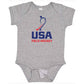 front with some snaps undone USA Field Hockey Infant Onesie