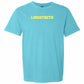 A light blue short-sleeve crewneck t-shirt with the word 'LONGSTRETH' printed in yellow across the chest, displayed on a solid white background.