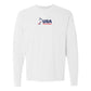 Front of the white USA Field Hockey Pigment Dyed Long Sleeve Tee