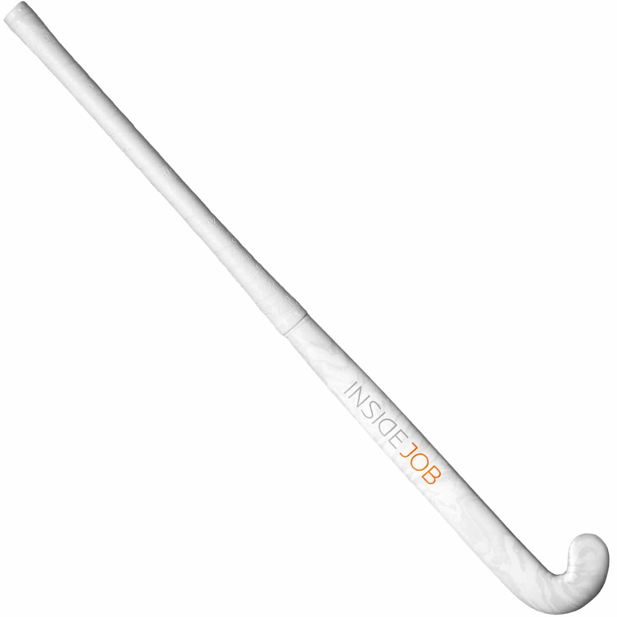 White hockey stick with 'INSQEJOB' branding on a white background