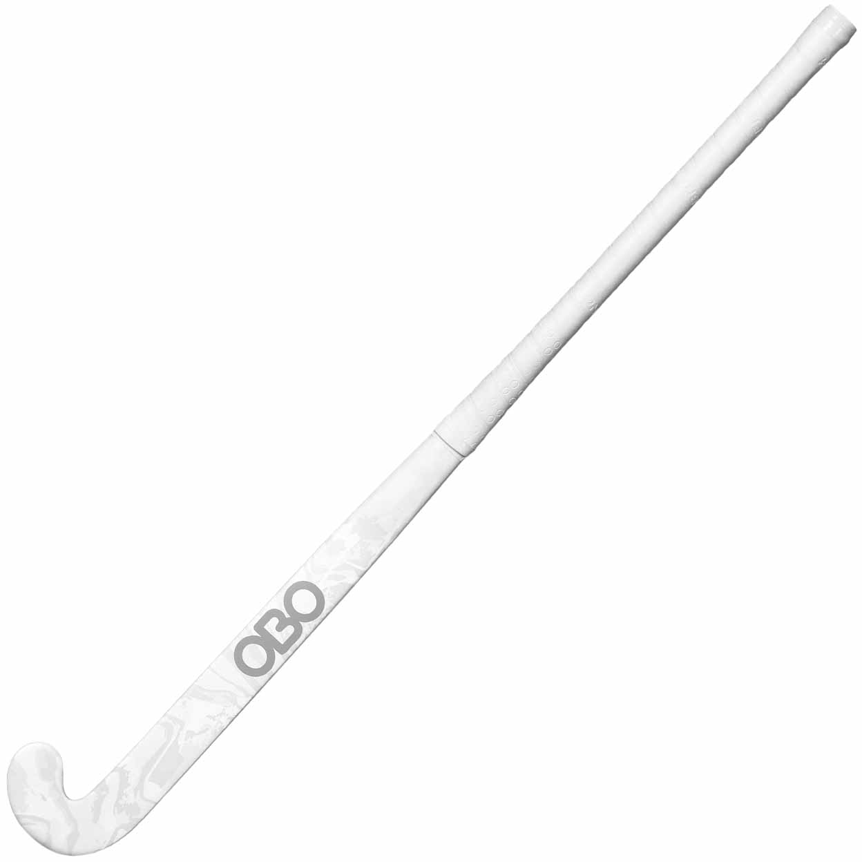 White field hockey stick with OBO branding on a white background