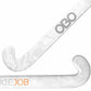 White hockey stick with marble pattern and 'OBO' branding on a white background