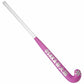 Purple and white Osaka hockey stick on a white background