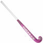 Purple and white Osaka hockey stick on a white background