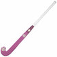Purple and white hockey stick on a white background