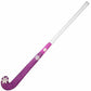 Purple and white hockey stick on a white background
