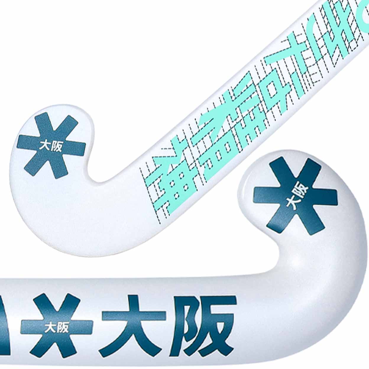 White and blue sports equipment with text and symbols