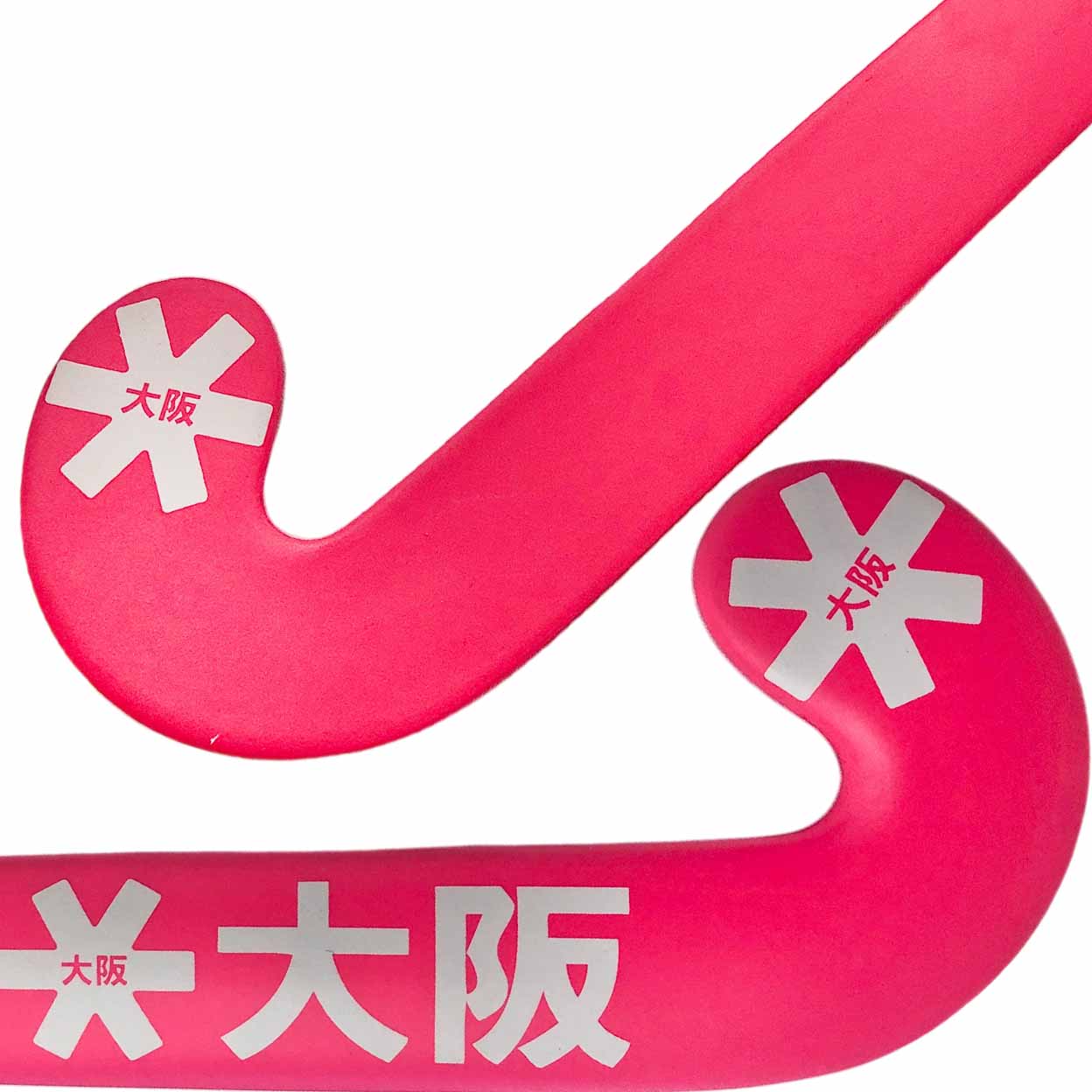 Pink hockey stick with 'Osaka' text on a white background